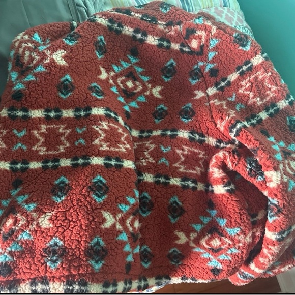 Love Tree Red and Blue Sherpa Jacket - Picture 2 of 5